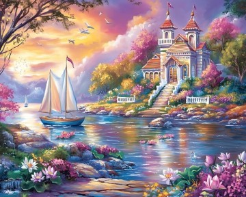 Painting boat lake with house boat1035769 39896